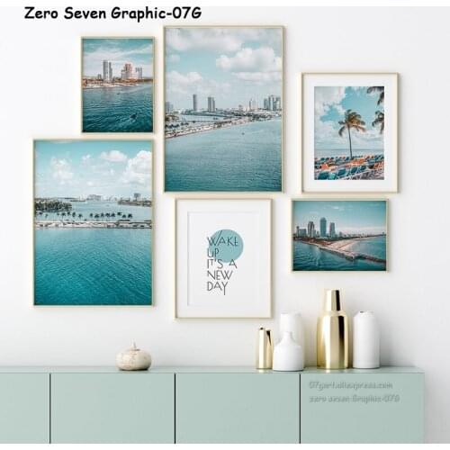 Seaside City Building Beach Summer Vacation Landscape Poster Canvas Print Picture For Living Room Wall Art Gallery Decoration