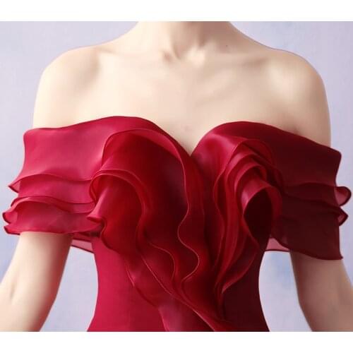 Amazing Off the Shoulder Tiered Mermaid Evening Dress vestido de fiesta de boda платья для выпускного вечера robes de soirée