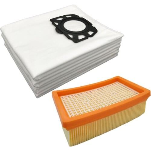 Vacuum Cleaner 6PCS Dust Bags and 1pc Filter for Karcher MV4 MV5 MV6 WD4 WD5 WD6 for Karcher WD4000 to WD5999 Vacuum Cleaner