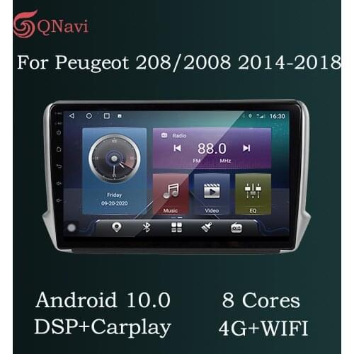 QNavi 6GB+128GB Android 10.0 Car Tape Recorder For Peugeot 208 2008 2014-2018 Split 3 Screen 10.1" IPS Blu-ray Touchscreen 2Din