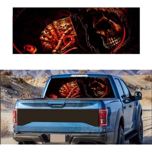 Skull Pattern for Truck Jeep Suv Pickup 3D Rear Windshield Decal Sticker Decor Rear Window Glass Poster 57.9 x 18.1 Inch