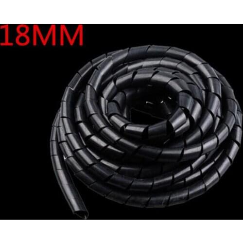 Spiral wrapping band SWB-18 diameter 18mm About 3.8M Length Black Cable casing Cable Sleeves Winding pipe Spiral Wrapping