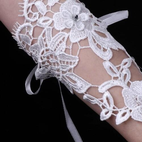 Wedding Bride Gloves Lace Bridal Dress Luxury Long Fingerless Accessories Party