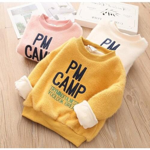 2021 Cartoon Letter Sweatshirts Baby Girls Hoodies Toddler Kids Sweatshirts Childrens Thicken Plus Velvet Hoodies Clothes D13
