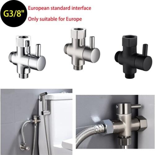 For Europe G3/8" Toilet Bidet Shower Water Separator 3 Way Tee Adapter Control Valve Shower Head Diverter Valve Chrome-plated
