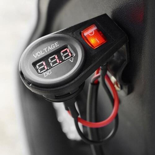 12V to 24V Universal Modified Motorcycle Digital Display Voltmeter with Switch 6.2cm x 6.1cm x 3.3cm Motorcycle Accessories