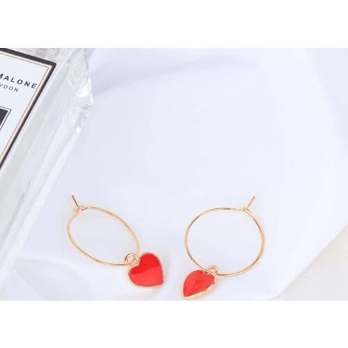 VG 6YM New Fashion Love Heart Resin Round Hoop Earrings Simple Design Alloy Earrings For Women Party Jewelry Wholesale 2021