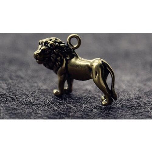 Vintage solid Brass handmade craft DIY Fitting ornament artificial animals Keychain ring Pendant Miniature accessories a3058