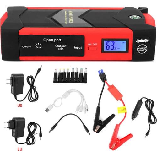 12V 26000Mah Multifunctional Digital Display Smart Jump Starter Emergency Power Bank Charger Kit Red 110V-240V Car Starter