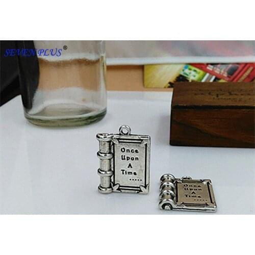 High Quality 20 Pieces/Lot Two Size Antique Silver Plated Diary Storybook book books Charm For Jewelry Making
