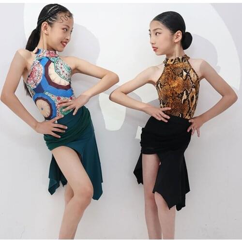 Leopard Latin Dance Skirt Set Girls Stage Costume Latin Practice Wear Tap Dancewear Samba Dancer Outfit Designer ClothesJL3282