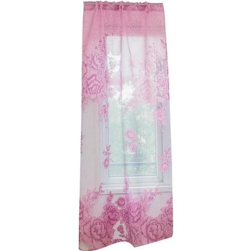 Home Door Window Balcony Modern Luxury Flower Printed Sheer Tulle Voile Curtain