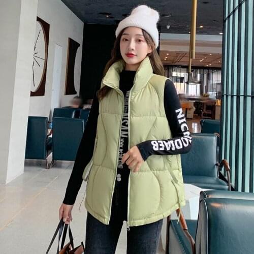 Women Winter Sleeveless Warm Vest Casual Cotton Padded Vest Mandarin Collar Cotton Down Waistcoat for Female Outwear