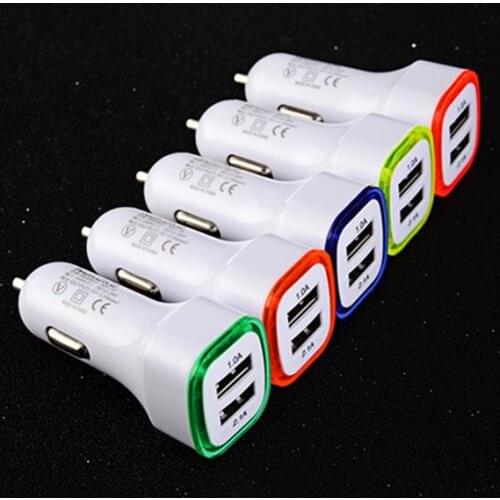 1000pcs LED Light dual usb 2.1A+1A car charger 2 ports Adapter for Iphone x 8 7 for ipad for samsung