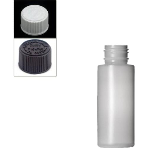 2oz/60ml natural-colored HDPE cylinder round soft bottle with black/white Child-Resistant caps X5