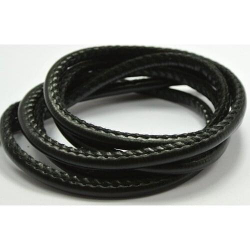 32.8 Feet Black Stitched Round Soft Synthetic Leather String Jewelry Cord 5mm