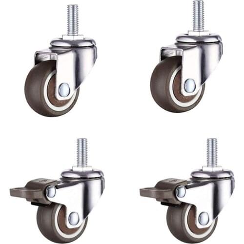 4Pcs/Lot 1.5 Inch New Shopping Cart Wheel Trolley Swivel Caster Wheels Soft Rubber TPE M8x 20mm Threaded Stem Caster Wheel