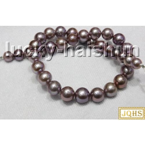 AAA NATURAL 14MM ROUND PURPLE SOUTH SEA PEARL EARRINGS 14K SOLID GOLD C45