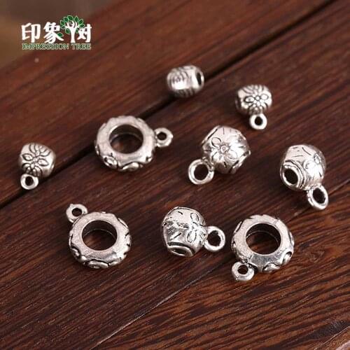 Burnished Silver Graven Flower Charms Barrel Beads Shape Pendants Necklace Bracelet 8mm For Crafts DIY Handmade Jewelry Making