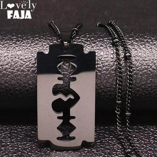 Heart Blade Stainless Steel Chain Necklaces Women/Men Gothic Black Necklace Jewelry Gift collar acero inoxidable mujer N615S03