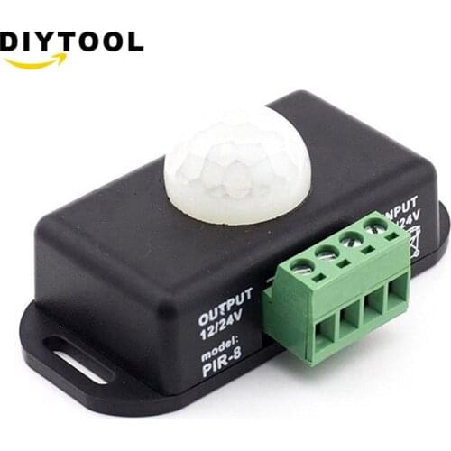 DC 12V 24V 8A Automatic Adjust PIR Motion Sensor Switch IR Infrared Detector Light Switch Module for LED Strip Light Lamp
