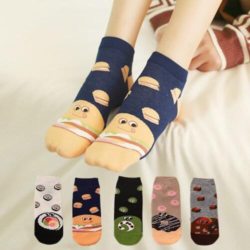 European and American Ins Spring and Summer Womens Socks Donuts Burger Sushi Food Cotton Socks Funny Cute Socks Women Sox