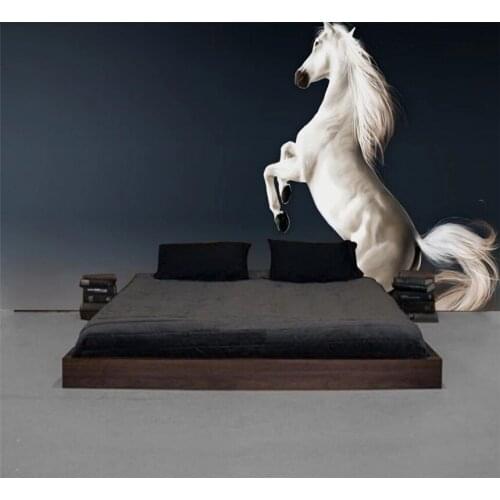 Custom 3D / 5D / 8D bumpy wallpaper mural Nordic minimalist Pentium white horse background wall waterproof wall covering