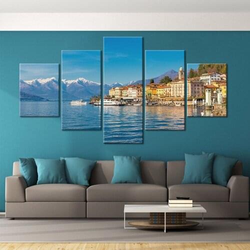 Canvas Painting Wall Art Framework HD Prints 5 Pieces Matterhorn With Reflection In Stelli Lake Picture Poster for Home Decor