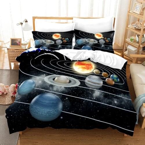 Space Galaxy Bedding Set Bedspread Single Twin Full Queen King Size Sky Stars Planet Bed Set Childrens Kid Duvetcover 09
