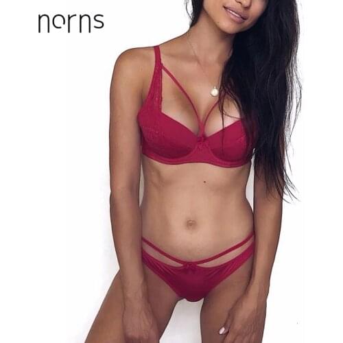 Norns womens sexy underwear set lace lingerie set push up bra set of lingerie bra and panty set red top bralette plus size