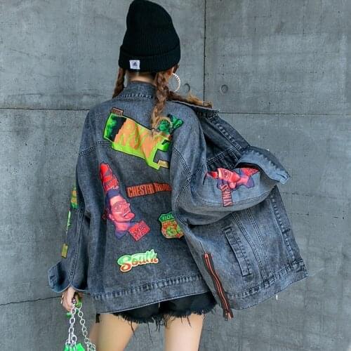 2020 Jacket Denim Fashion Loose Real Shot For Men And Women Black Free Shipping