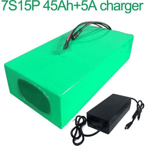 With 5A charger 24V 45Ah 25.9V 7S15P 18650 Li-ion Battery Pack E-Bike electric bicycle 300x140x70mm