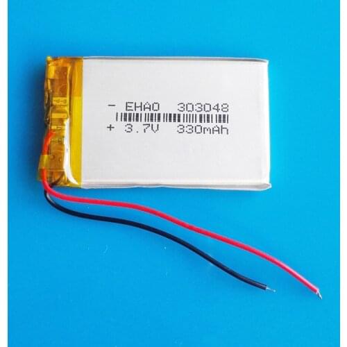 3.7V 330mAh 303048 lipo polymer lithium rechargeable battery for MP3 GPS DVD bluetooth recorder headset e-book camera