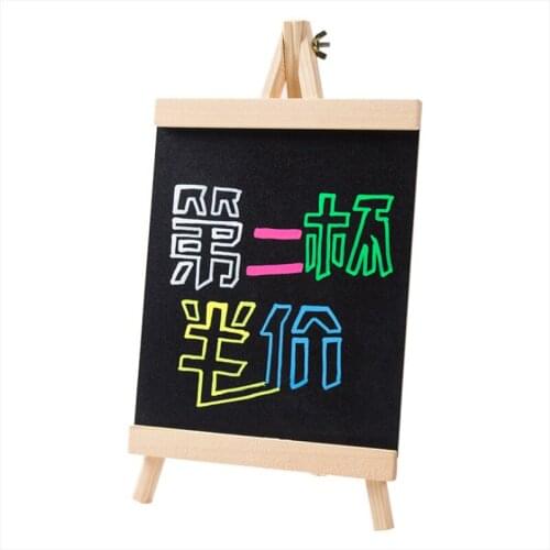 Mini Chalkboard Destop Blackboard Pine Wood Frame Table-top Black Board With Drawing Bulletin Boards Advertising Display Rack