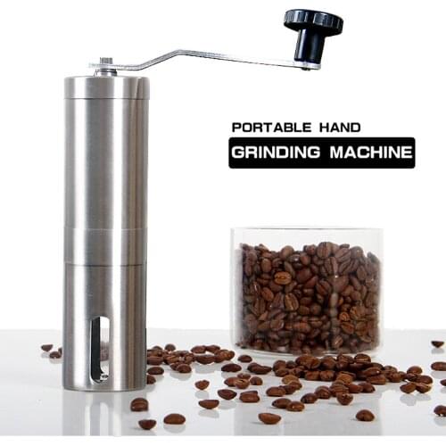 Silver Coffee Grinder Mini Stainless Steel Hand Manual Handmade Coffee Bean Burr Grinders Mill Kitchen Tool Crocus Grinders