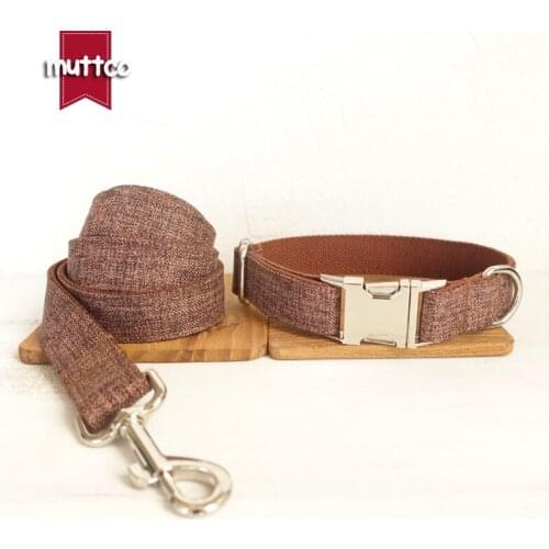 MUTTCO retailing self-design fashion handmade high quality dog accessory THE BROWN SUIT collars and leashes set 5 sizes UDC039