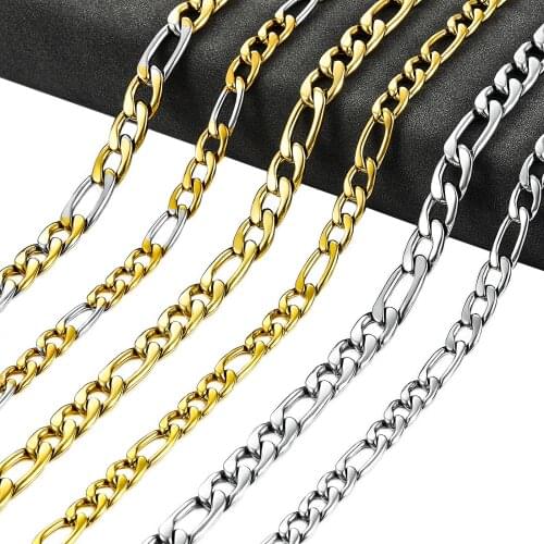 Mens Figaro Chain Stainless Steel Necklace For Gold/Steel Women Fashion Necklaces Jewelry Gift