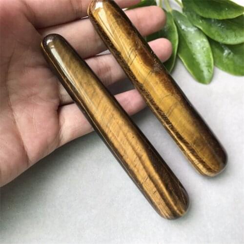 Natural tiger eye gem quartz crystal massage stick Relaxation point healing 1pc