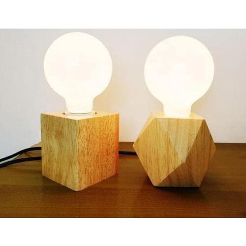 Night Light For Children Vintage Bedside Table Lamps Square Wooden Base For Living Room Bedroom Decor Schoolchildrens Desk Lamp