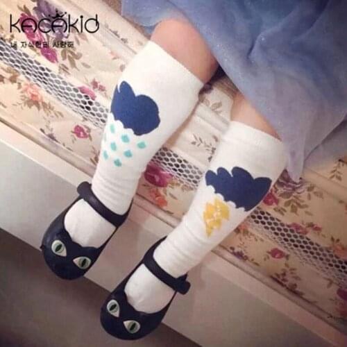 Kacakid 10 Pairs/Set Knee High Baby Socks Fall Winter Boy Girl Rain Cloud Cotton Warmer Socks Non Slip Babyn Socks free shipping