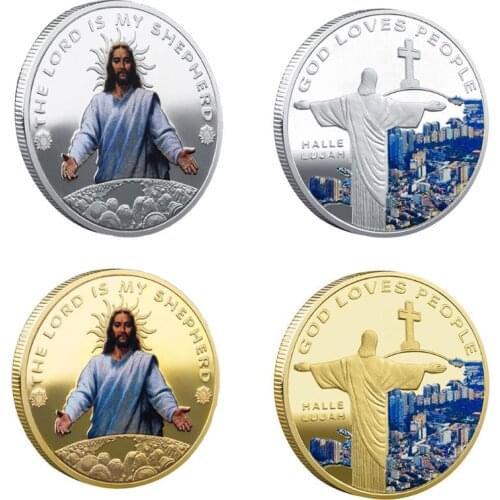 Jesus Christ Religion Gold Silver Plated Commemorative Coin Collection Souvenir Challenge Metal Art Gift Decorations