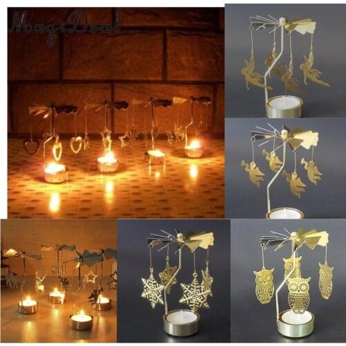 Christmas Windmill Decor Rotating Candle Tea Light Holder Candlestick Ornament- snowflakes elf star heart tree reindeer