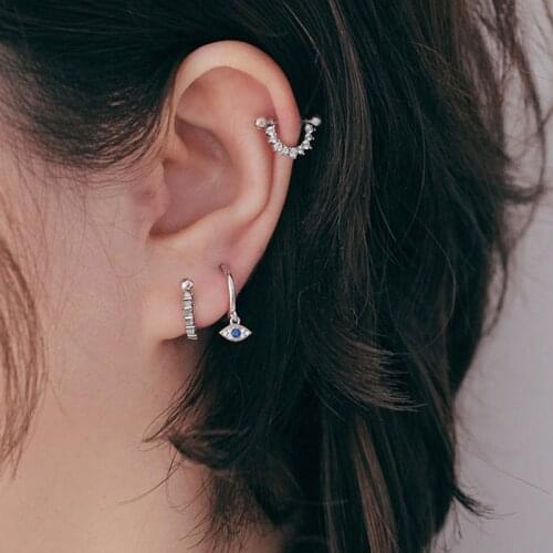 925 Sterling Silver Geometric Hoop Earrings for Women Semicircular Triangle Zircon Hoop Earrings Party Jewelry