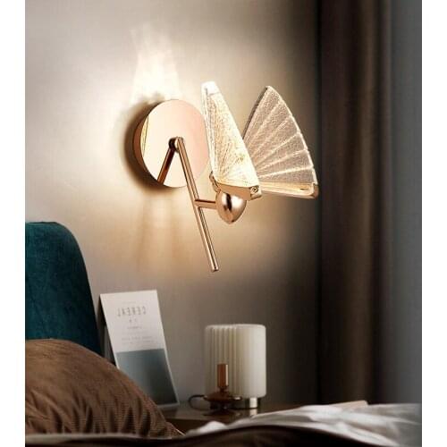 Nordic Net Red Wall Lamp Light Luxury Simple Modern Bedroom BedsideLamp Warm and Romantic Butterfly Lighting Corridor Aisle Lamp