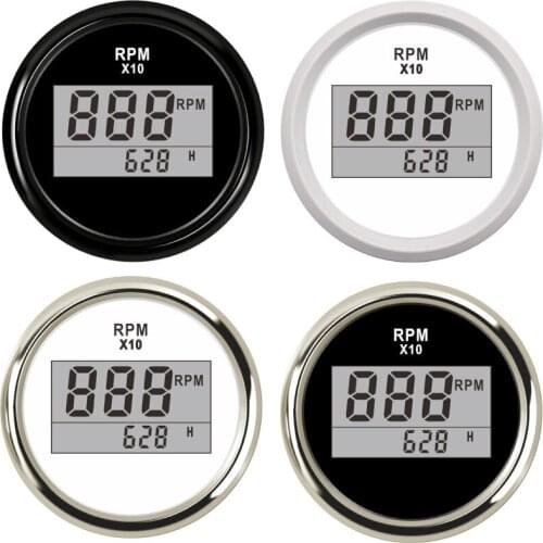 52mm Digital Tachometer Car Truck Boat Tacho Gauge With Hourmeter for Diesel ,Gasoline Engine 12 V 24 V With Red Backlight