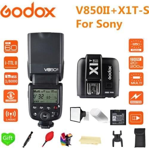 Godox Flash V850II GN60 2.4G Wirless X System Li-ion Battery Speedlite Flash + X1T-S Trigger for Sony a6000 a7 a6500 cameras