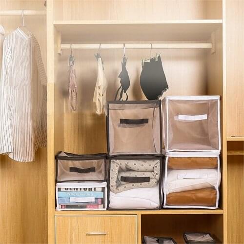 Clothes Divider Storage Box With Handle Folding Travel T-shirt Pants Coat Underwear Storage Bag Wardrobe Quilt Blanket Organizer