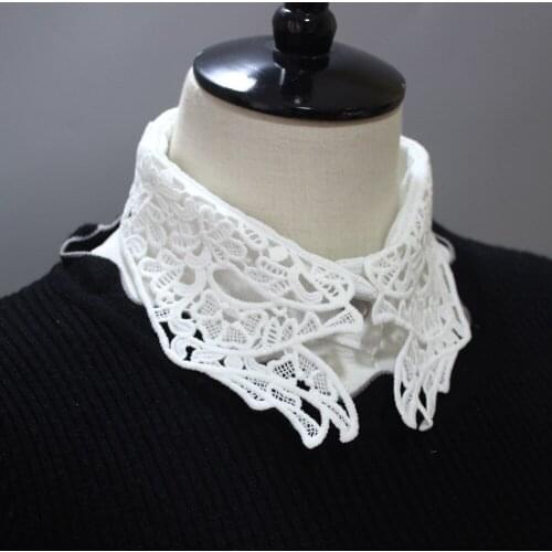 Women Detachable Collar Shirt Fake Collars Decoration Ladies Lace Hollow Embroidered False Collar Necklaces Clothes Accessories