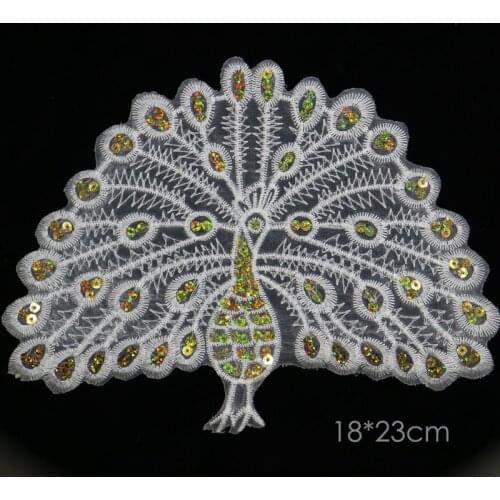 1pc Fashion iron on sequins peacock patches for clothing embroidery ironing appliques parche DIY handmade clothes accessories