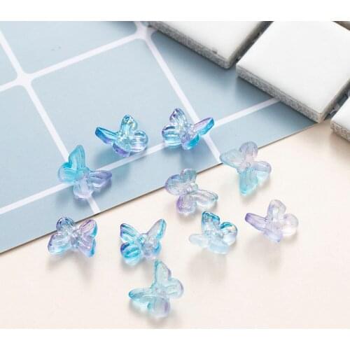 10 Pcs/pack Matte Gradient Glitter Resin Colorful Butterfly Nail Art Decorations Ornament DIY Manicure Decals Accessories